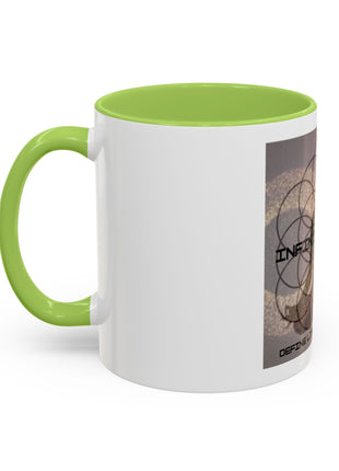 Infinite Spirit Accent Coffee Mug — Chakra Flower of Life Design (In Color)